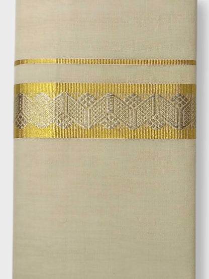 Premium Wedding Handloom Balaramapuram Unaakupaavu Kasavu Mundu for Men