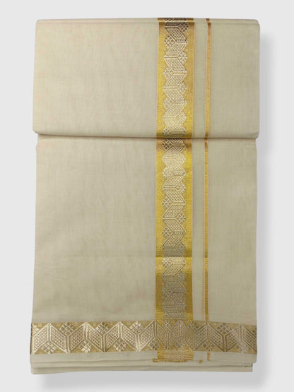 Premium Wedding Handloom Balaramapuram Unaakupaavu Kasavu Mundu for Men