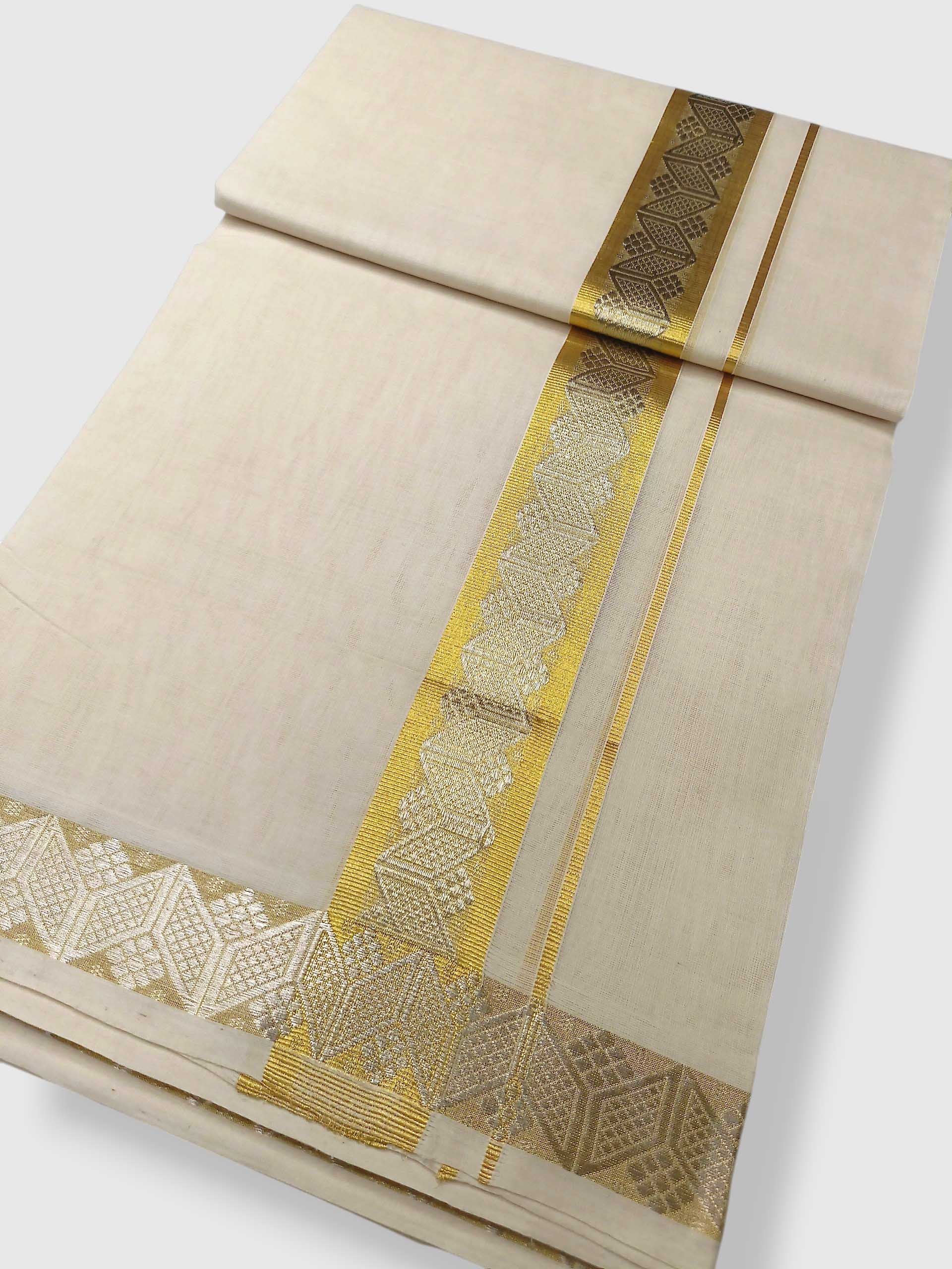 Premium Wedding Handloom Balaramapuram Unaakupaavu Kasavu Mundu for Men