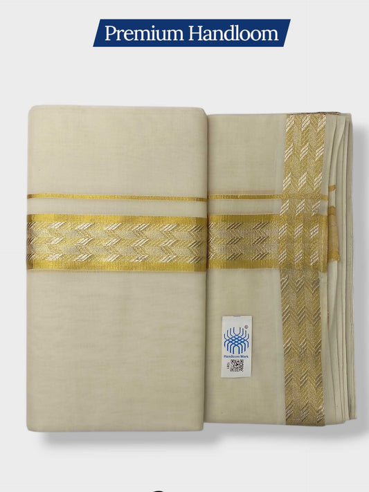 Premium Wedding Handloom Balaramapuram Unaakupaavu Kasavu Mundu for Men