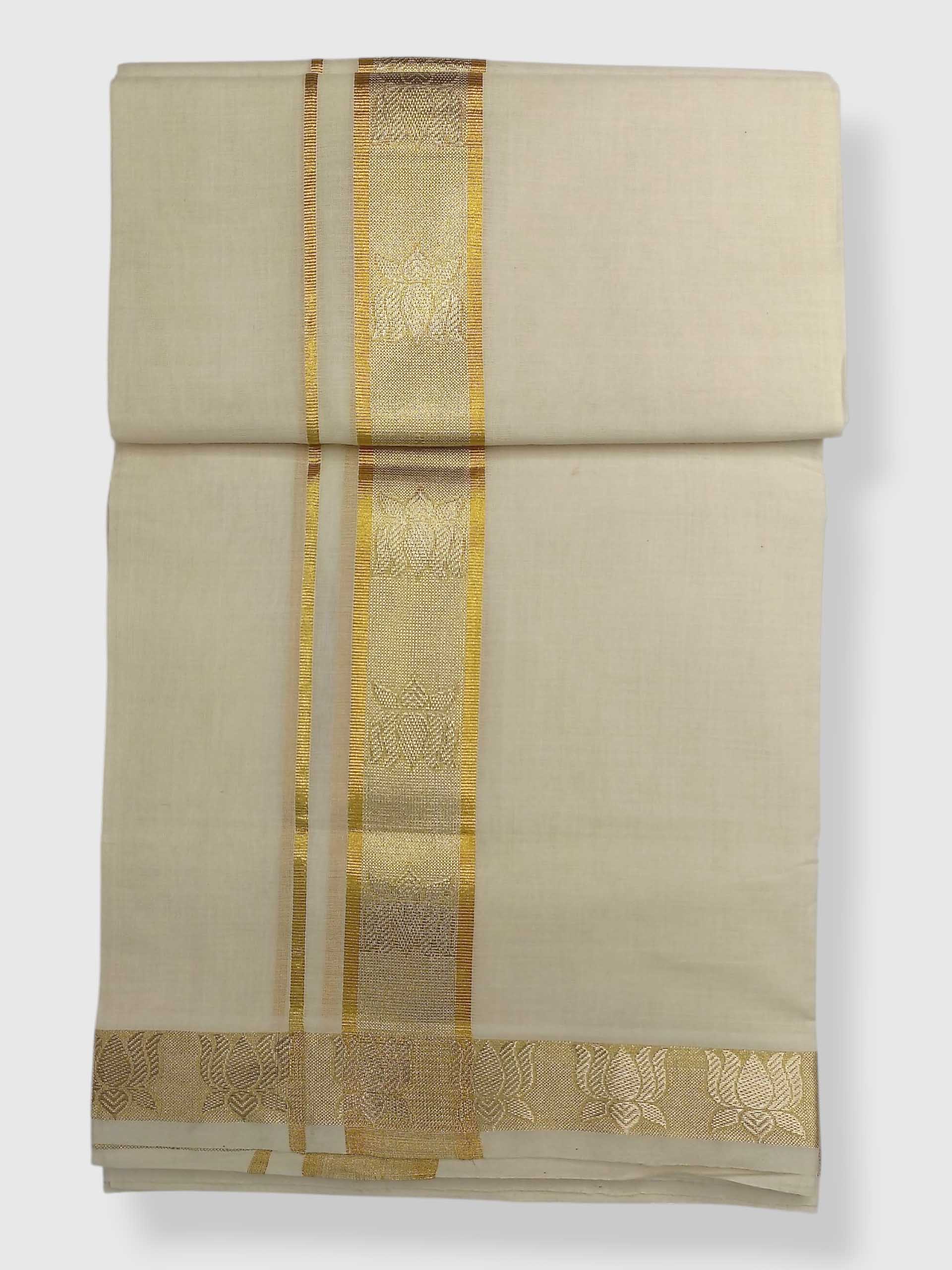 Premium Wedding Handloom Balaramapuram Unaakupaavu Kasavu Mundu for Men