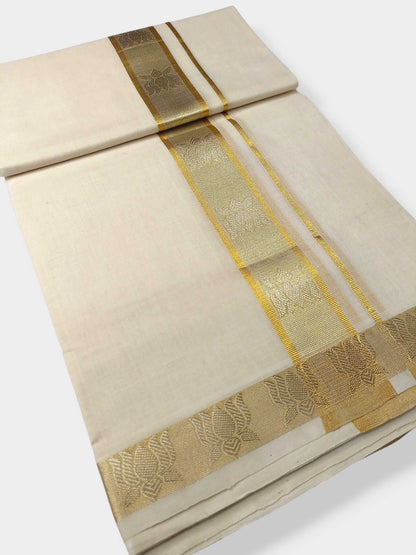 Premium Wedding Handloom Balaramapuram Unaakupaavu Kasavu Mundu for Men