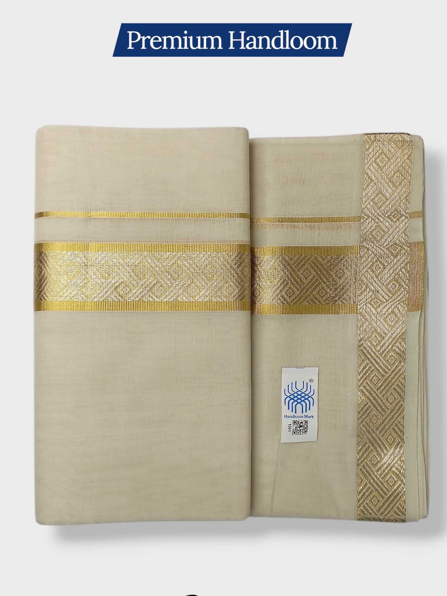 Premium Wedding Handloom Balaramapuram Unaakupaavu Kasavu Mundu for Men