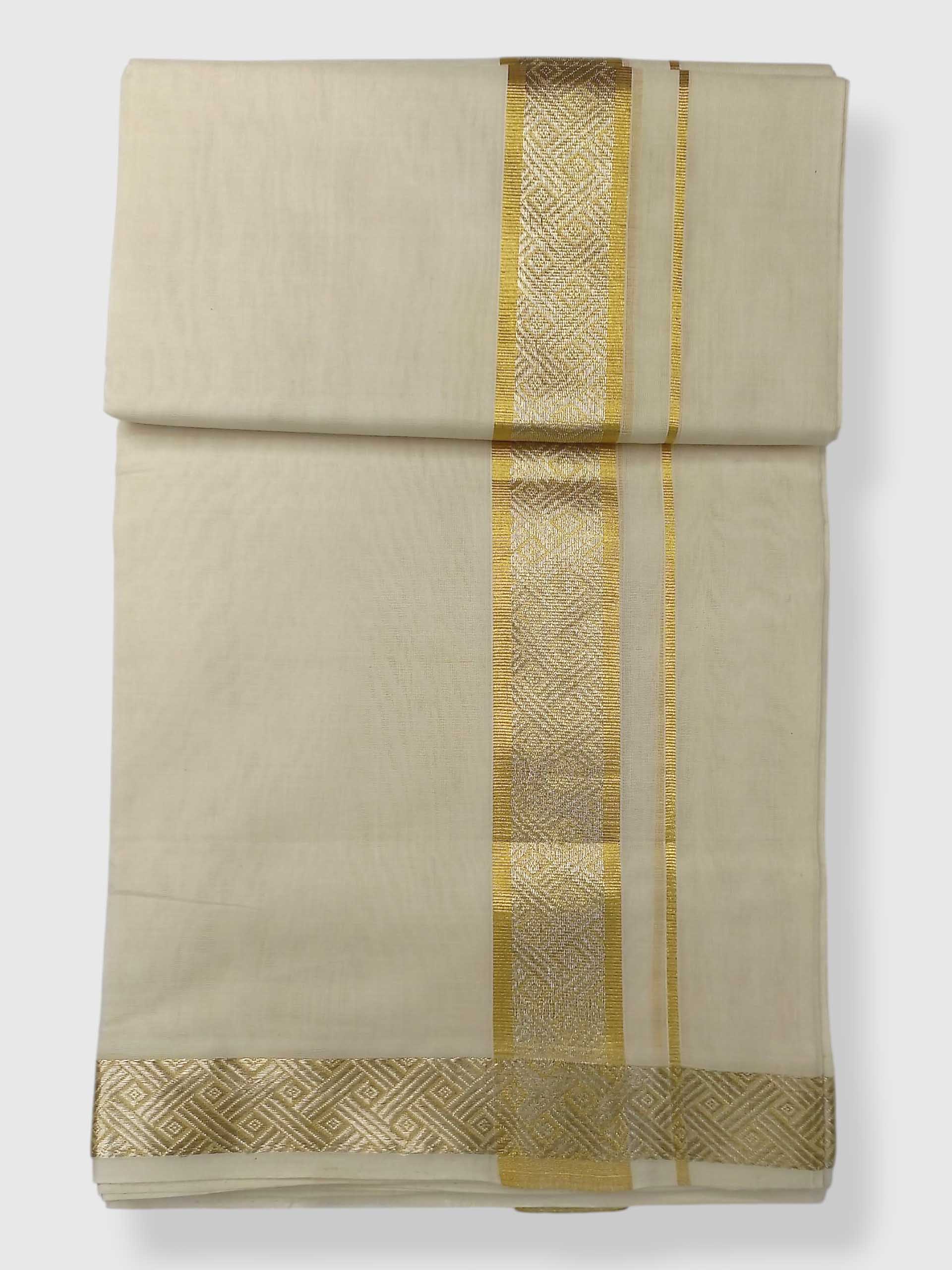 Premium Wedding Handloom Balaramapuram Unaakupaavu Kasavu Mundu for Men
