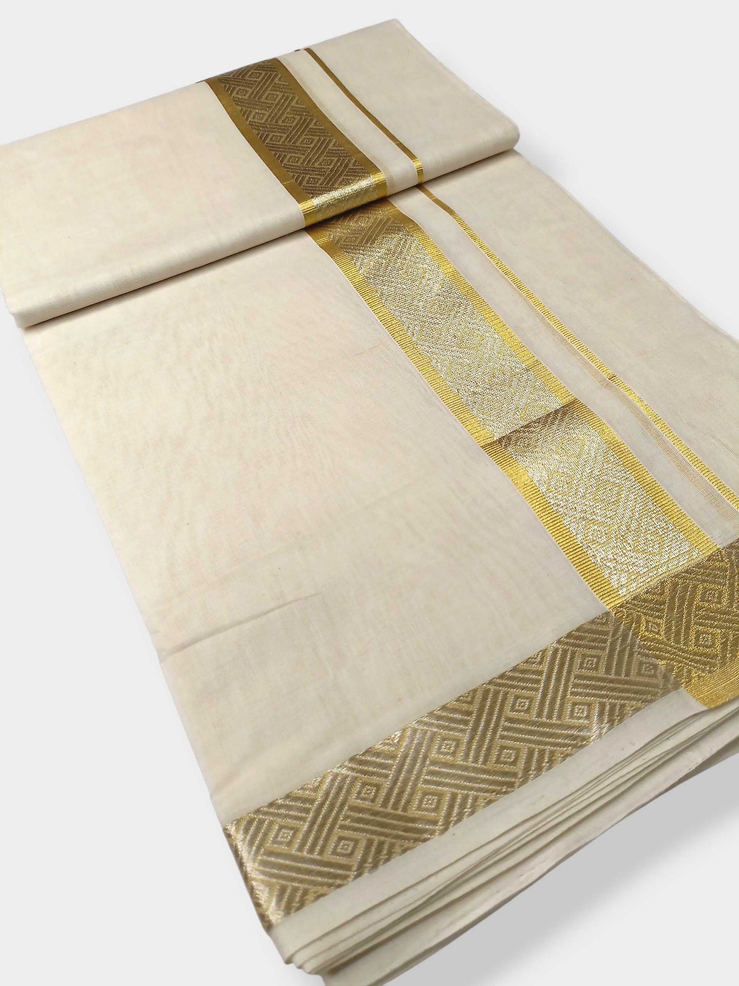 Premium Wedding Handloom Balaramapuram Unaakupaavu Kasavu Mundu for Men