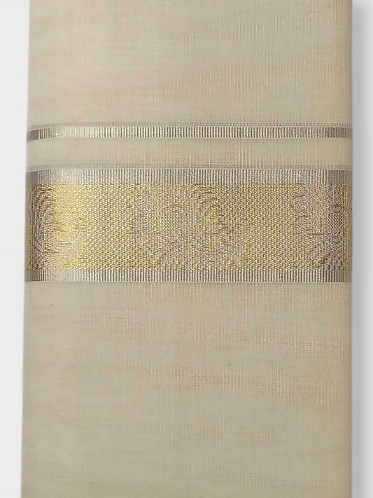 Premium Wedding Handloom Balaramapuram Unaakupaavu Kasavu Mundu for Men