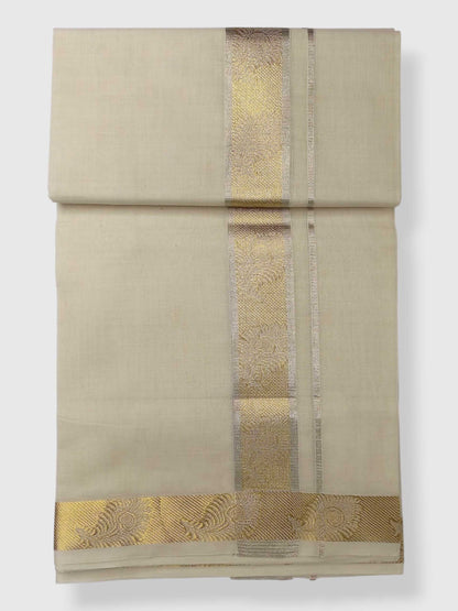 Premium Wedding Handloom Balaramapuram Unaakupaavu Kasavu Mundu for Men