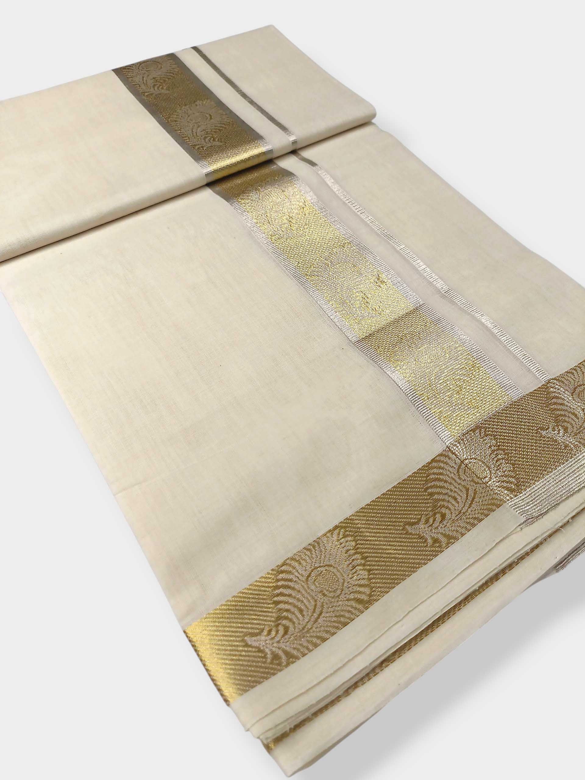 Premium Wedding Handloom Balaramapuram Unaakupaavu Kasavu Mundu for Men