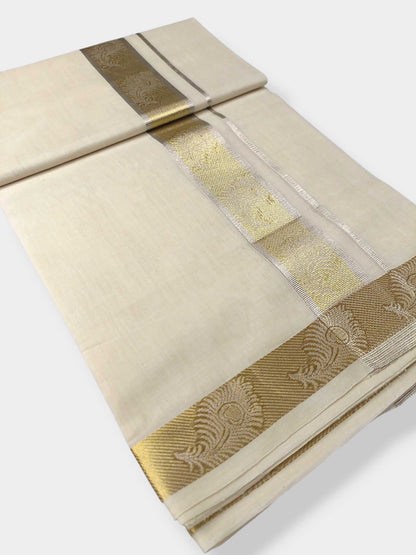 Premium Wedding Handloom Balaramapuram Unaakupaavu Kasavu Mundu for Men
