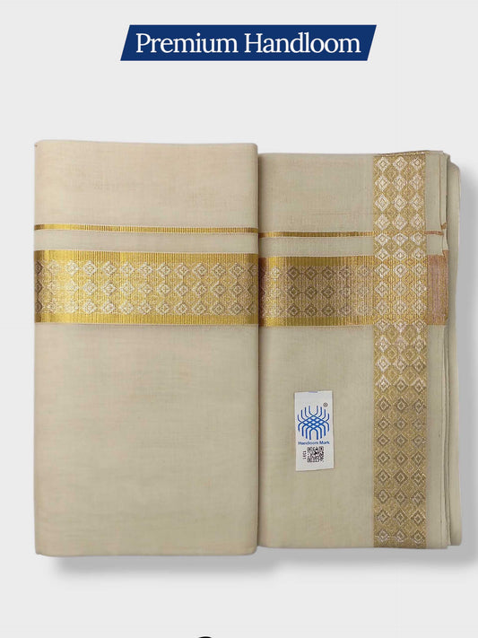 Premium Wedding Handloom Balaramapuram Unaakupaavu Kasavu Mundu for Men