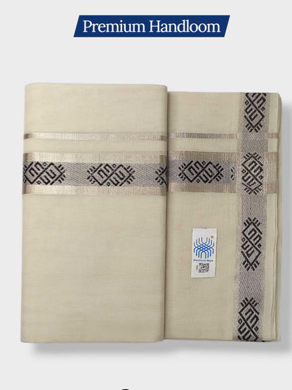 Premium Wedding Handloom Balaramapuram Unaakupaavu Kasavu Mundu for Men