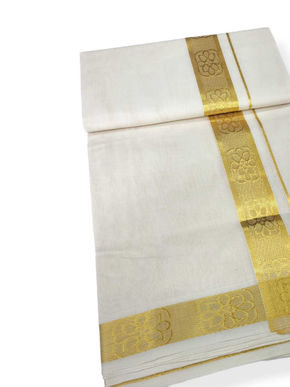 Premium Wedding Handloom Balaramapuram Unaakupaavu Kasavu Mundu for Men