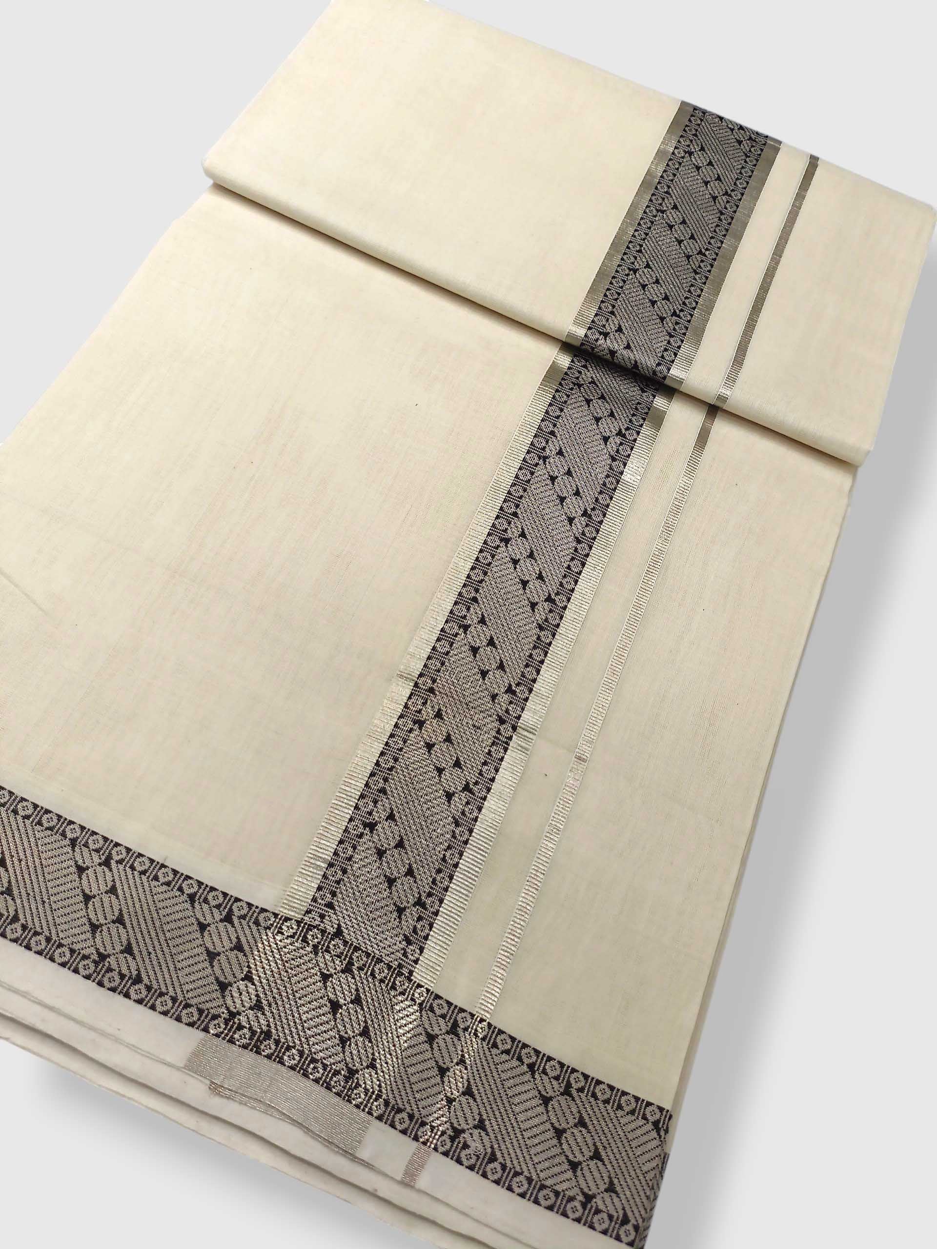 Premium Wedding Handloom Balaramapuram Unaakupaavu Kasavu Mundu for Men