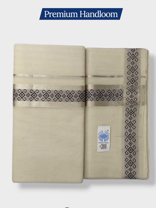 Premium Wedding Handloom Balaramapuram Unaakupaavu Kasavu Mundu for Men
