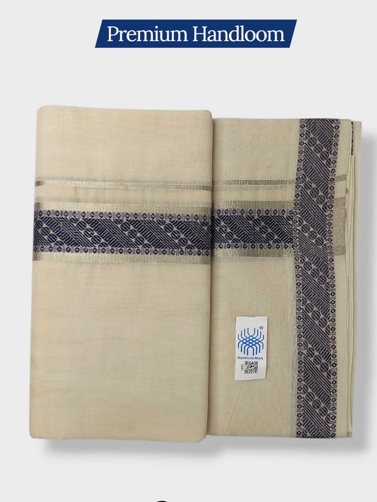Premium Wedding Handloom Balaramapuram Unaakupaavu Kasavu Mundu for Men