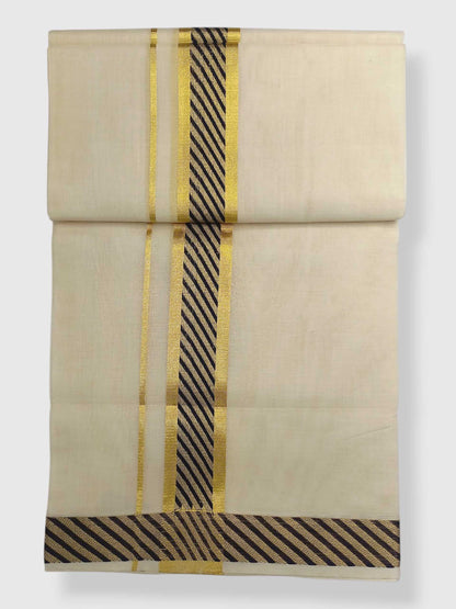 Premium Wedding Handloom Balaramapuram Unaakupaavu Kasavu Mundu for Men