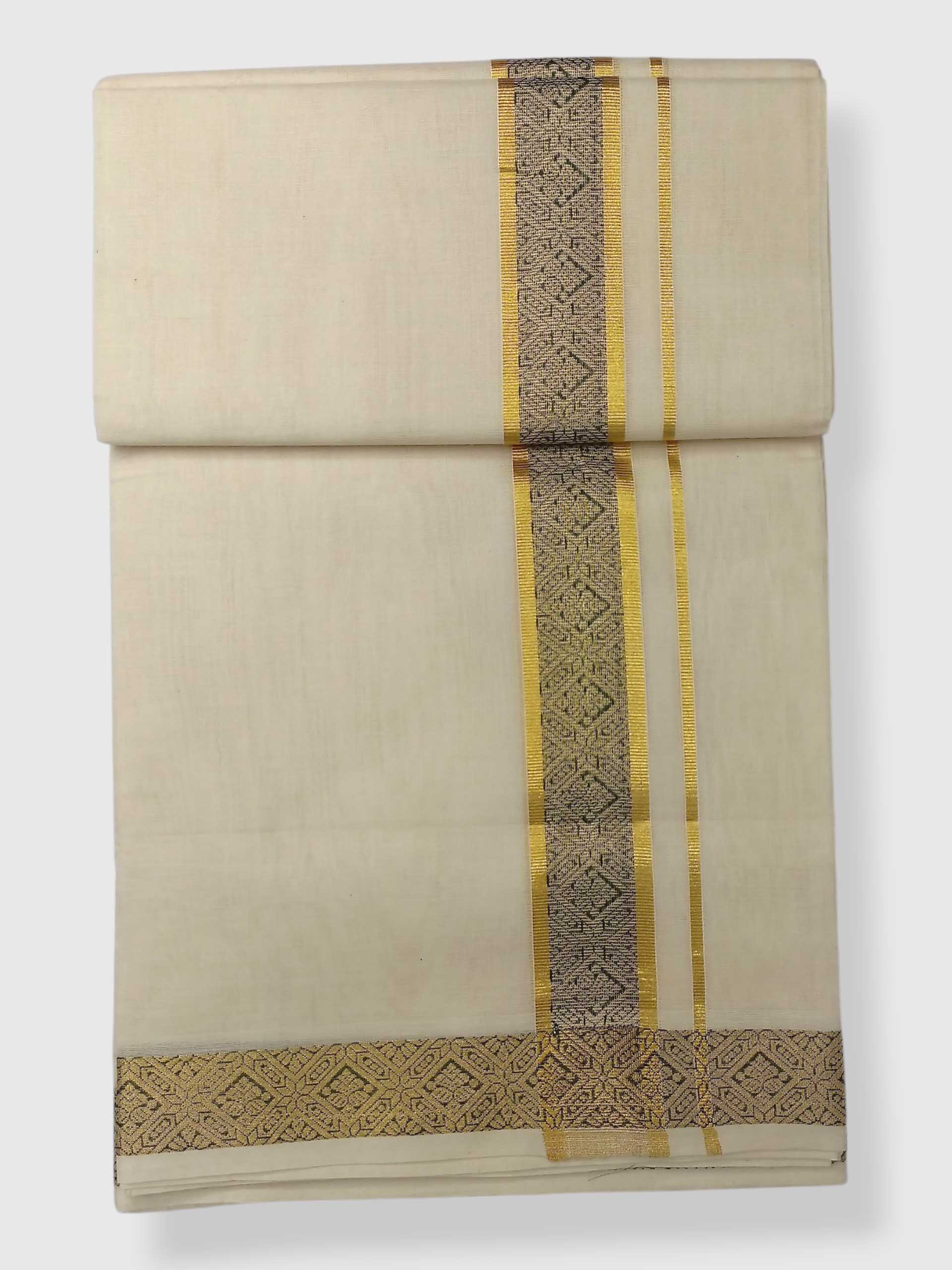 Premium Wedding Handloom Balaramapuram Unaakupaavu Kasavu Mundu for Men