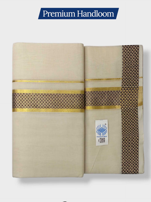 Premium Wedding Handloom Balaramapuram Unaakupaavu Kasavu Mundu for Men
