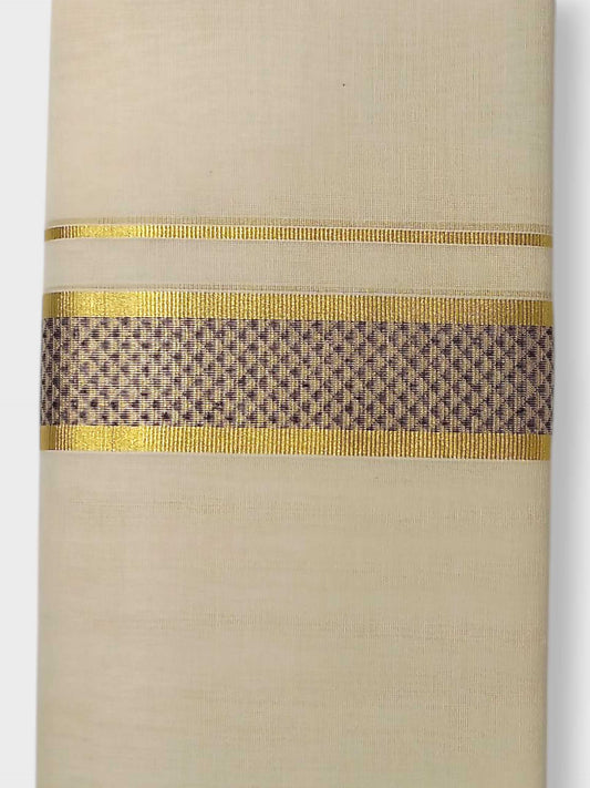 Premium Wedding Handloom Balaramapuram Unaakupaavu Kasavu Mundu for Men