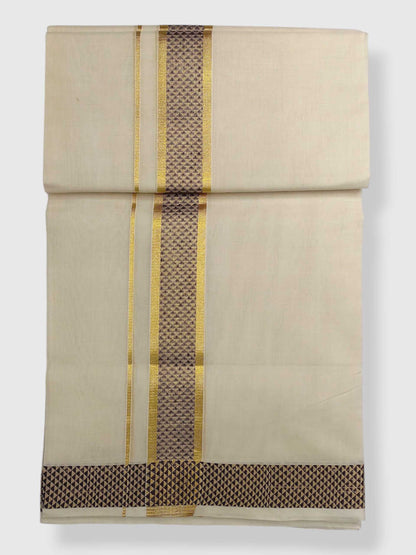 Premium Wedding Handloom Balaramapuram Unaakupaavu Kasavu Mundu for Men