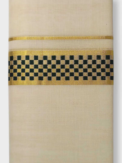 Premium Wedding Handloom Balaramapuram Unaakupaavu Kasavu Mundu for Men