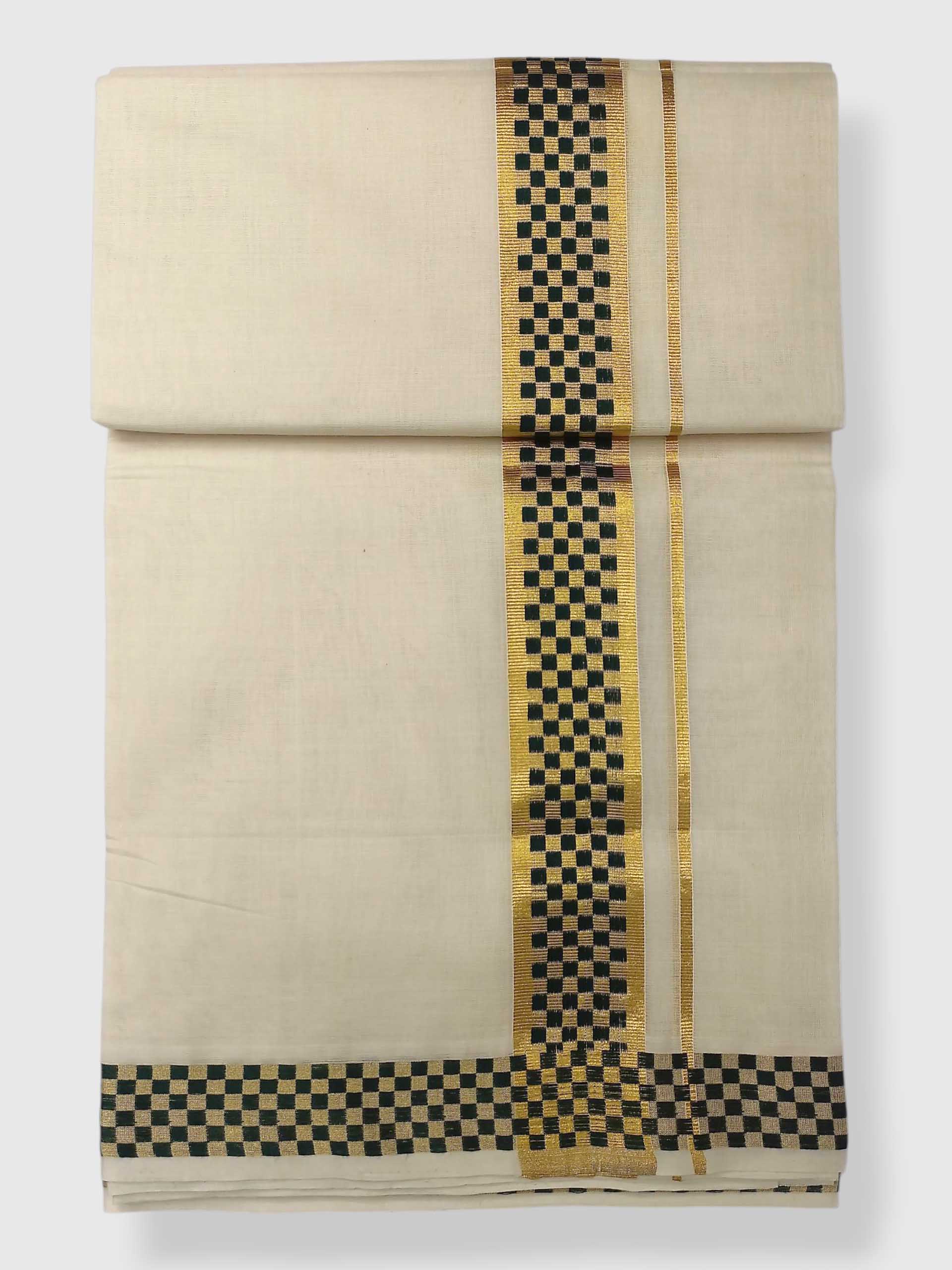 Premium Wedding Handloom Balaramapuram Unaakupaavu Kasavu Mundu for Men