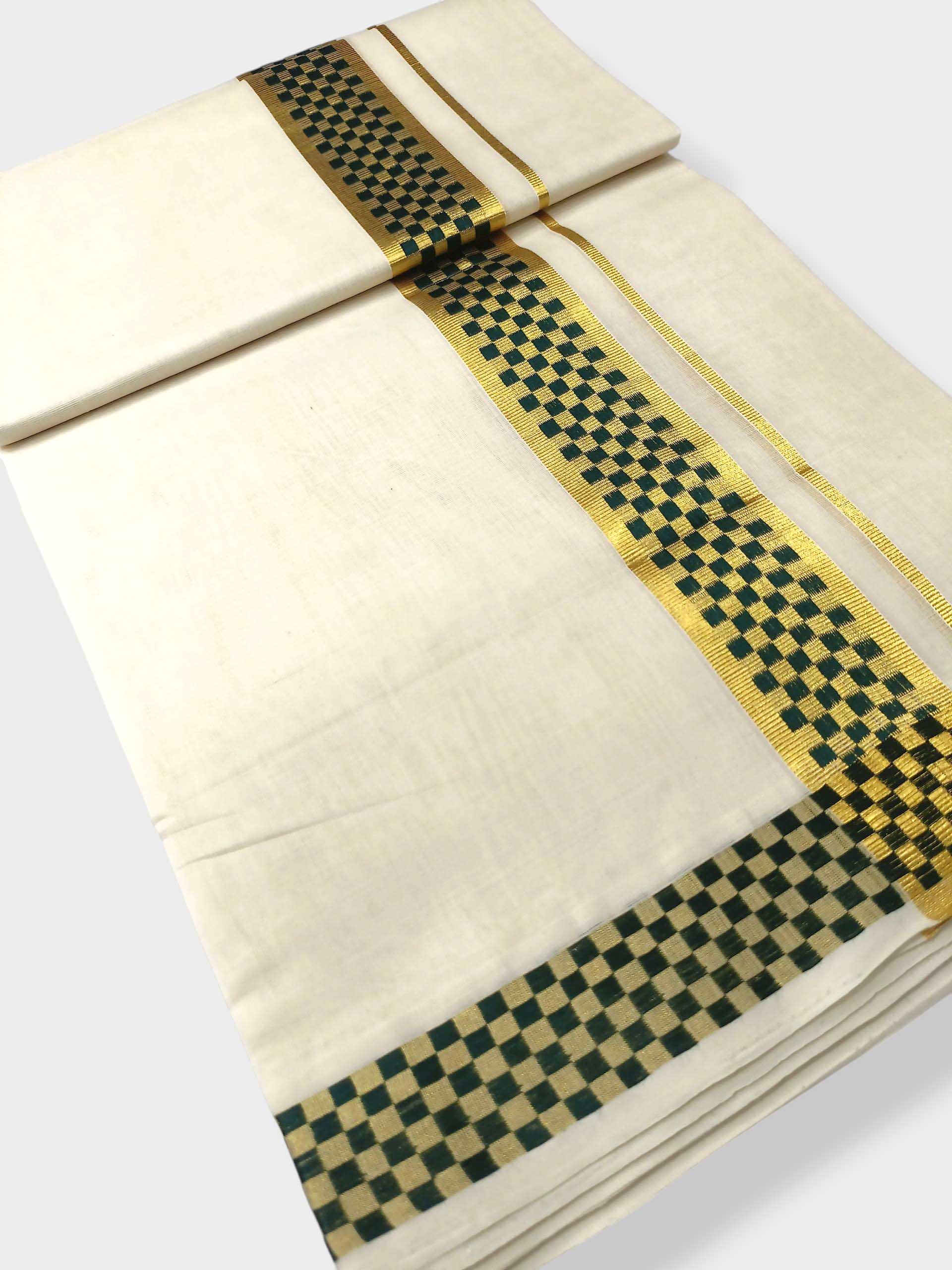 Premium Wedding Handloom Balaramapuram Unaakupaavu Kasavu Mundu for Men