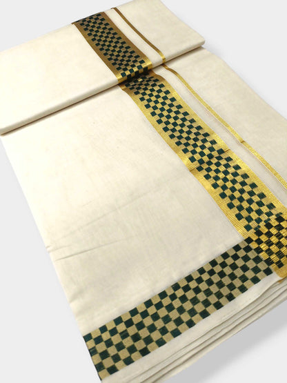 Premium Wedding Handloom Balaramapuram Unaakupaavu Kasavu Mundu for Men