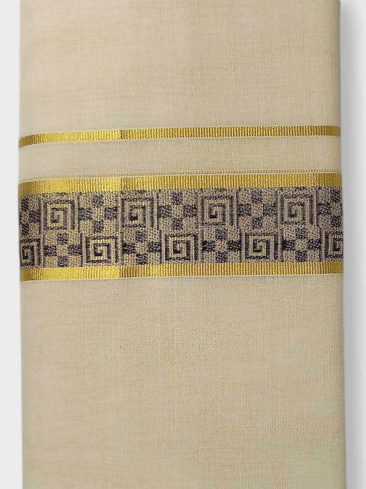 Premium Wedding Handloom Balaramapuram Unaakupaavu Kasavu Mundu for Men