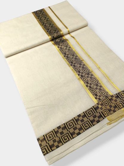 Premium Wedding Handloom Balaramapuram Unaakupaavu Kasavu Mundu for Men
