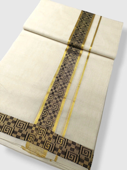 Premium Wedding Handloom Balaramapuram Unaakupaavu Kasavu Mundu for Men