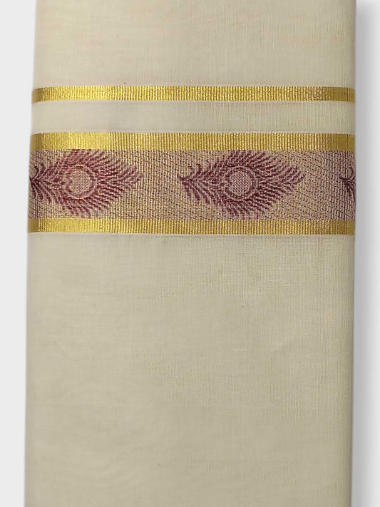 Premium Wedding Handloom Balaramapuram Unaakupaavu Kasavu Mundu for Men