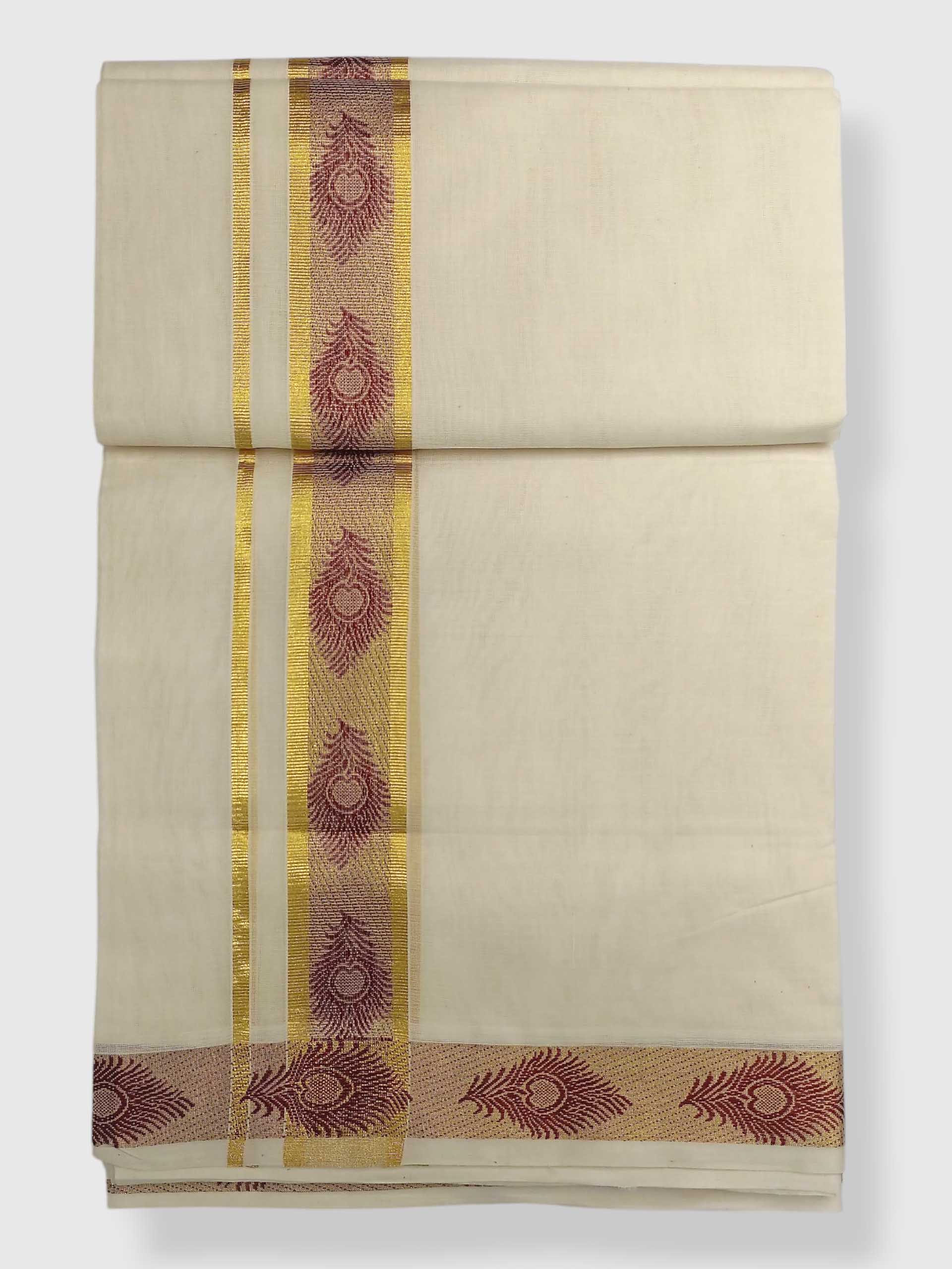 Premium Wedding Handloom Balaramapuram Unaakupaavu Kasavu Mundu for Men