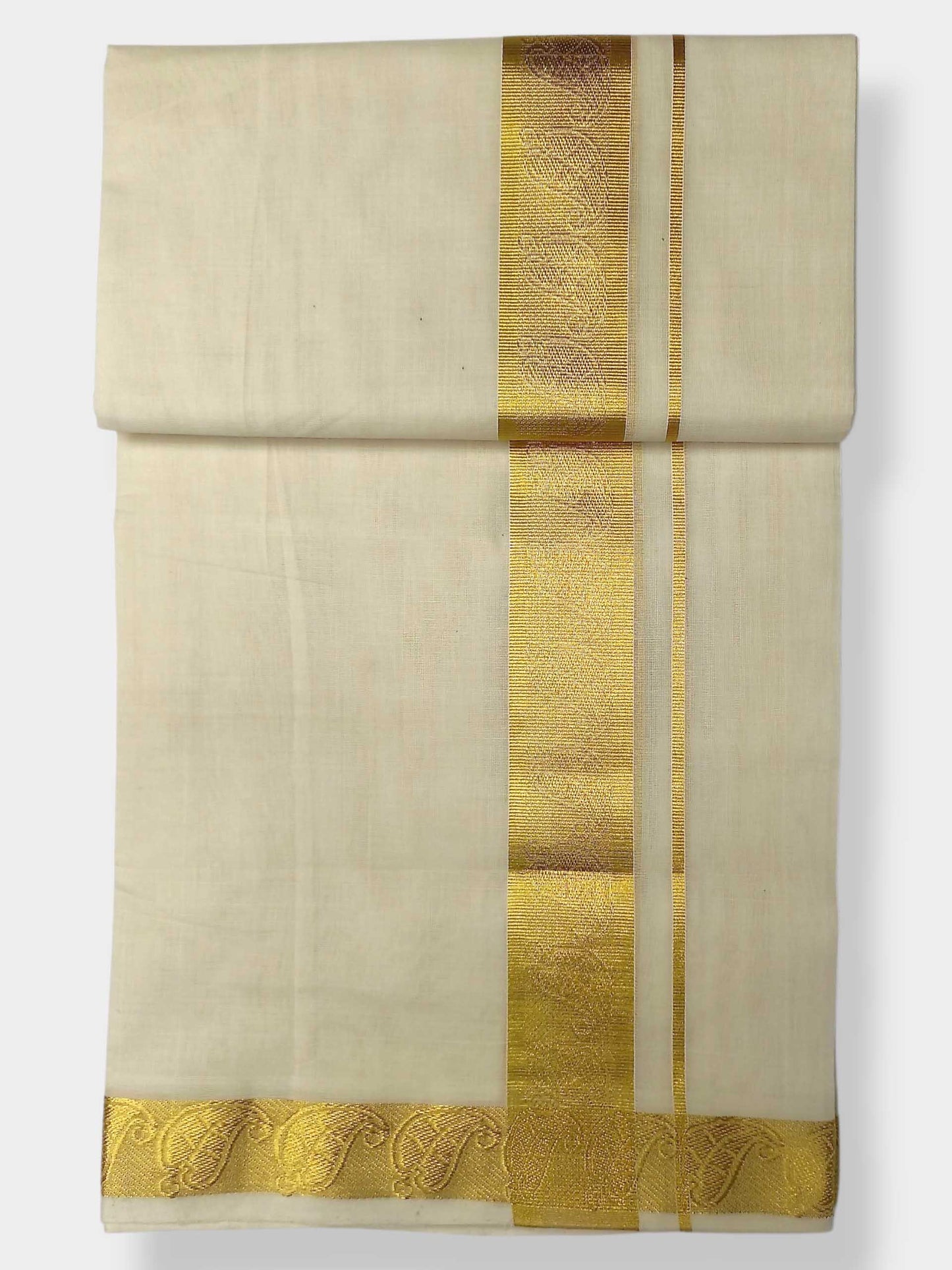 Premium Wedding Handloom Balaramapuram Unaakupaavu Kasavu Mundu for Men