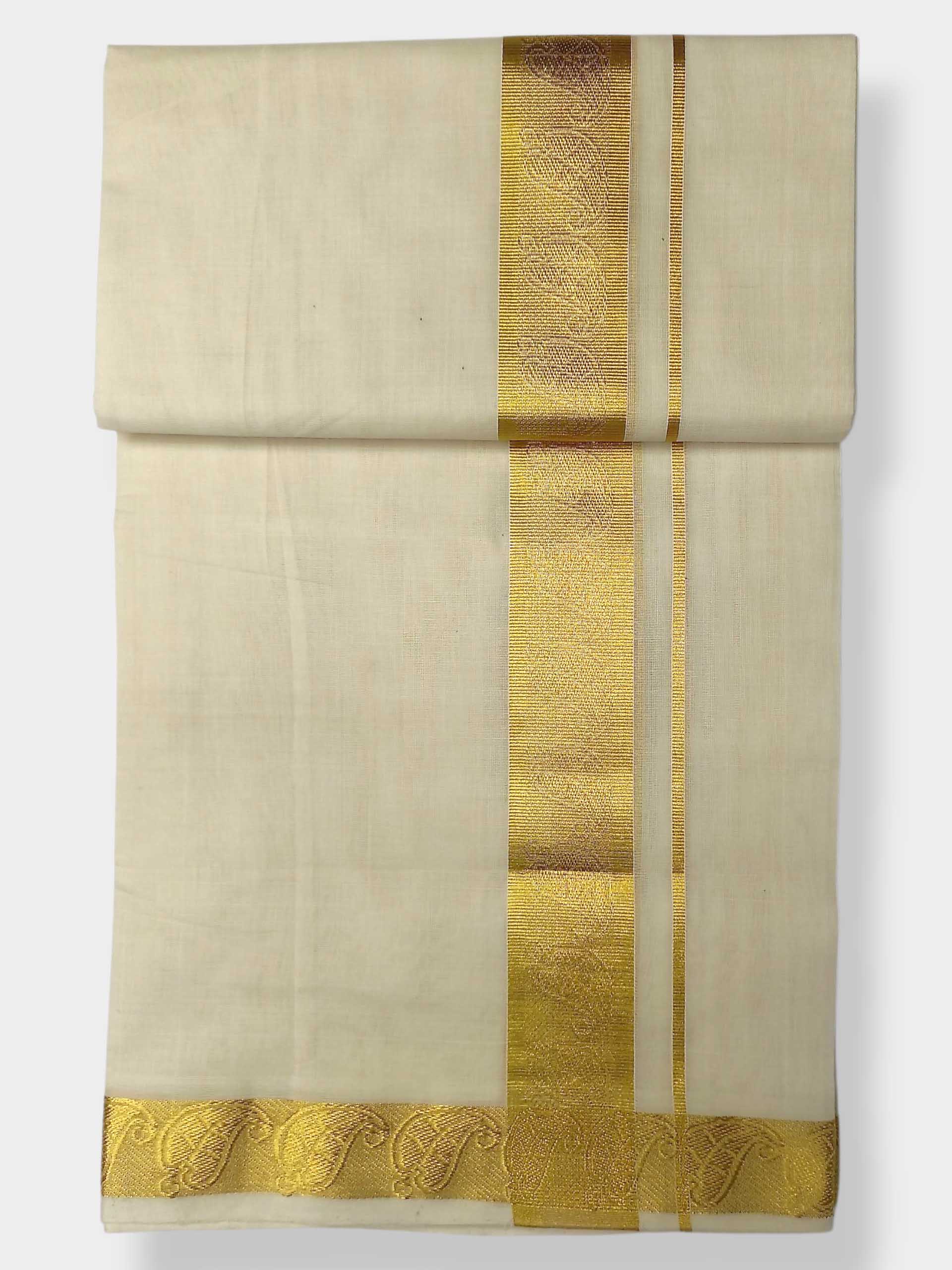 Premium Wedding Handloom Balaramapuram Unaakupaavu Kasavu Mundu for Men