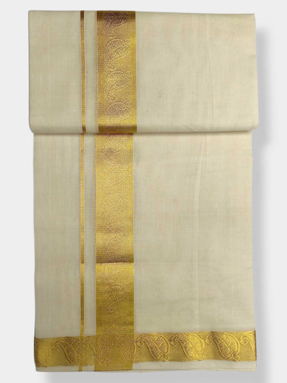 Premium Wedding Handloom Balaramapuram Unaakupaavu Kasavu Mundu for Men