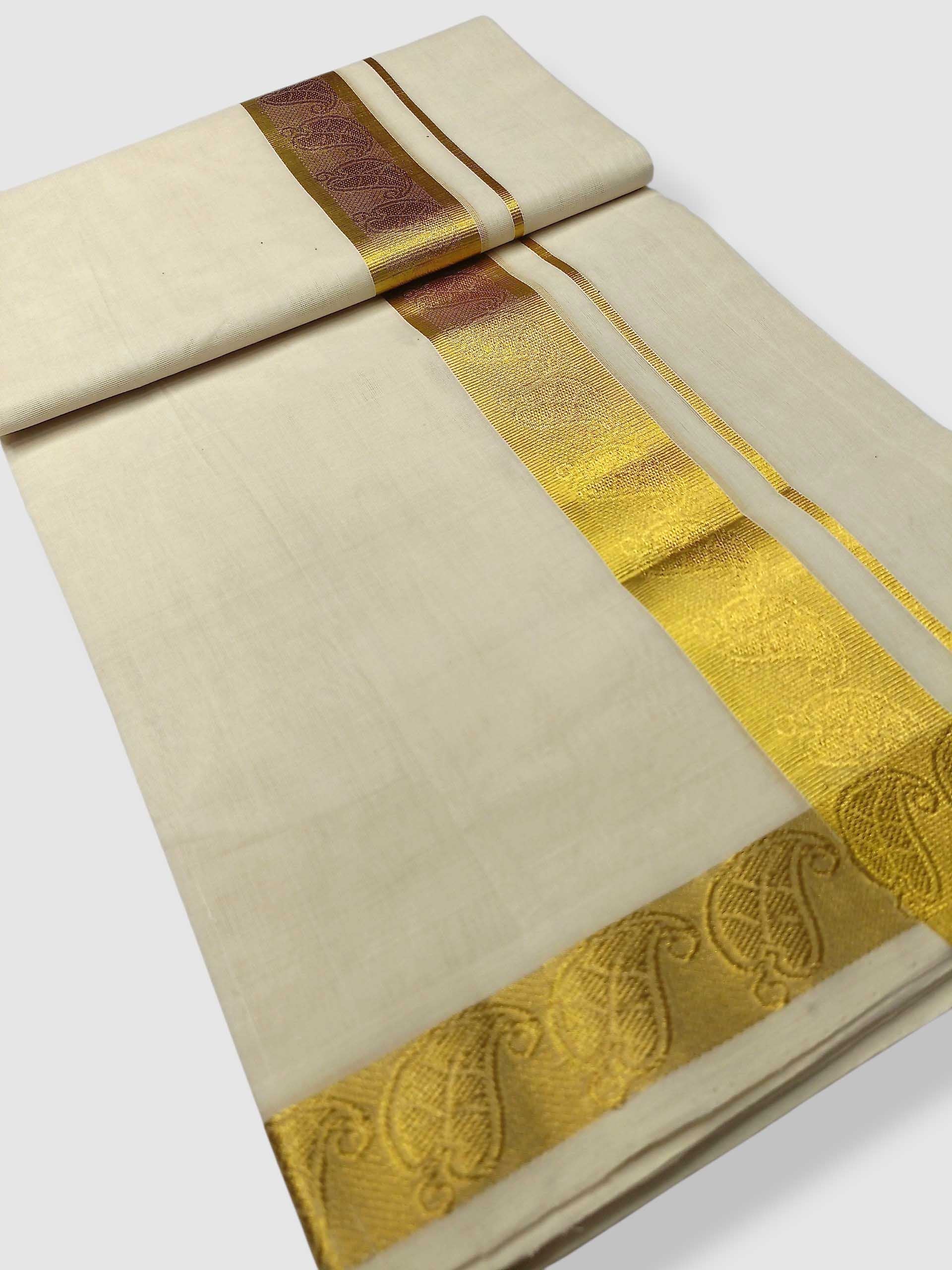 Premium Wedding Handloom Balaramapuram Unaakupaavu Kasavu Mundu for Men