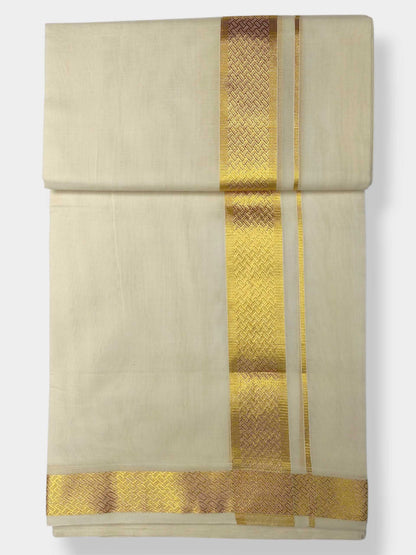 Premium Wedding Handloom Balaramapuram Unaakupaavu Kasavu Mundu for Men