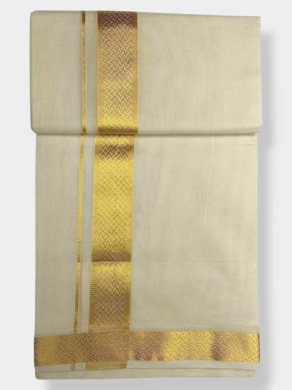 Premium Wedding Handloom Balaramapuram Unaakupaavu Kasavu Mundu for Men