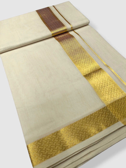 Premium Wedding Handloom Balaramapuram Unaakupaavu Kasavu Mundu for Men