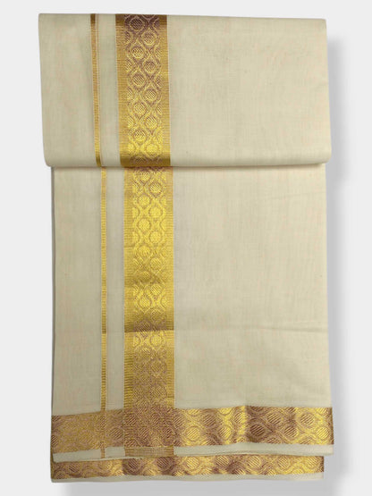 Premium Wedding Handloom Balaramapuram Unaakupaavu Kasavu Mundu for Men
