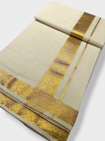 Premium Wedding Handloom Balaramapuram Unaakupaavu Kasavu Mundu for Men