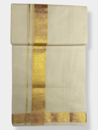 Premium Wedding Handloom Balaramapuram Unaakupaavu Kasavu Mundu for Men