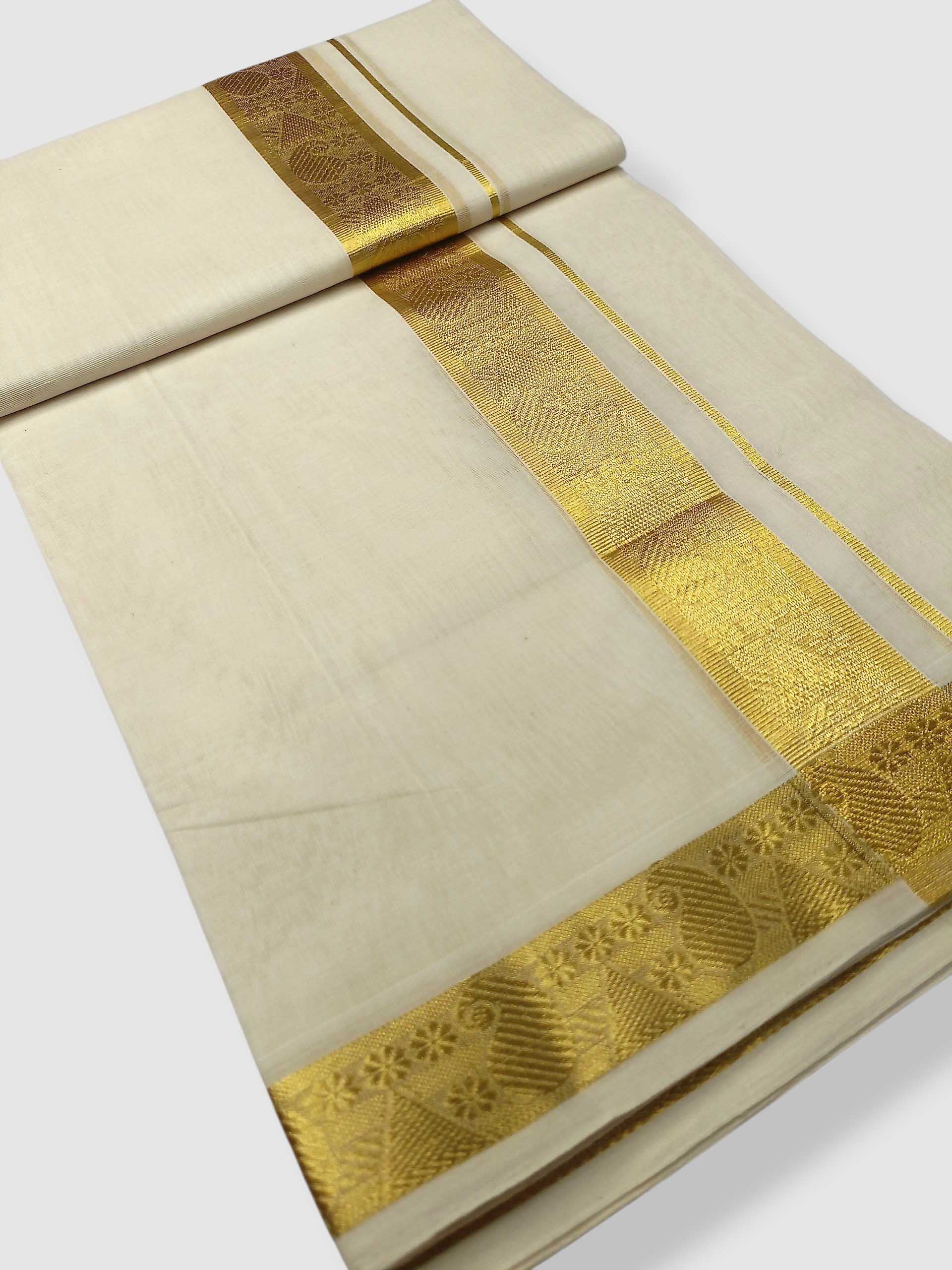 Premium Wedding Handloom Balaramapuram Unaakupaavu Kasavu Mundu for Men