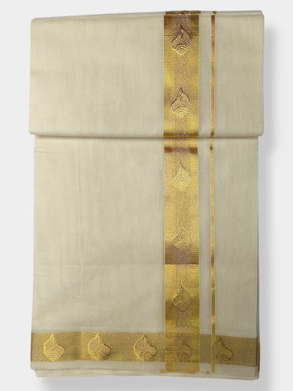 Premium Wedding Handloom Balaramapuram Unaakupaavu Kasavu Mundu for Men