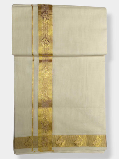 Premium Wedding Handloom Balaramapuram Unaakupaavu Kasavu Mundu for Men