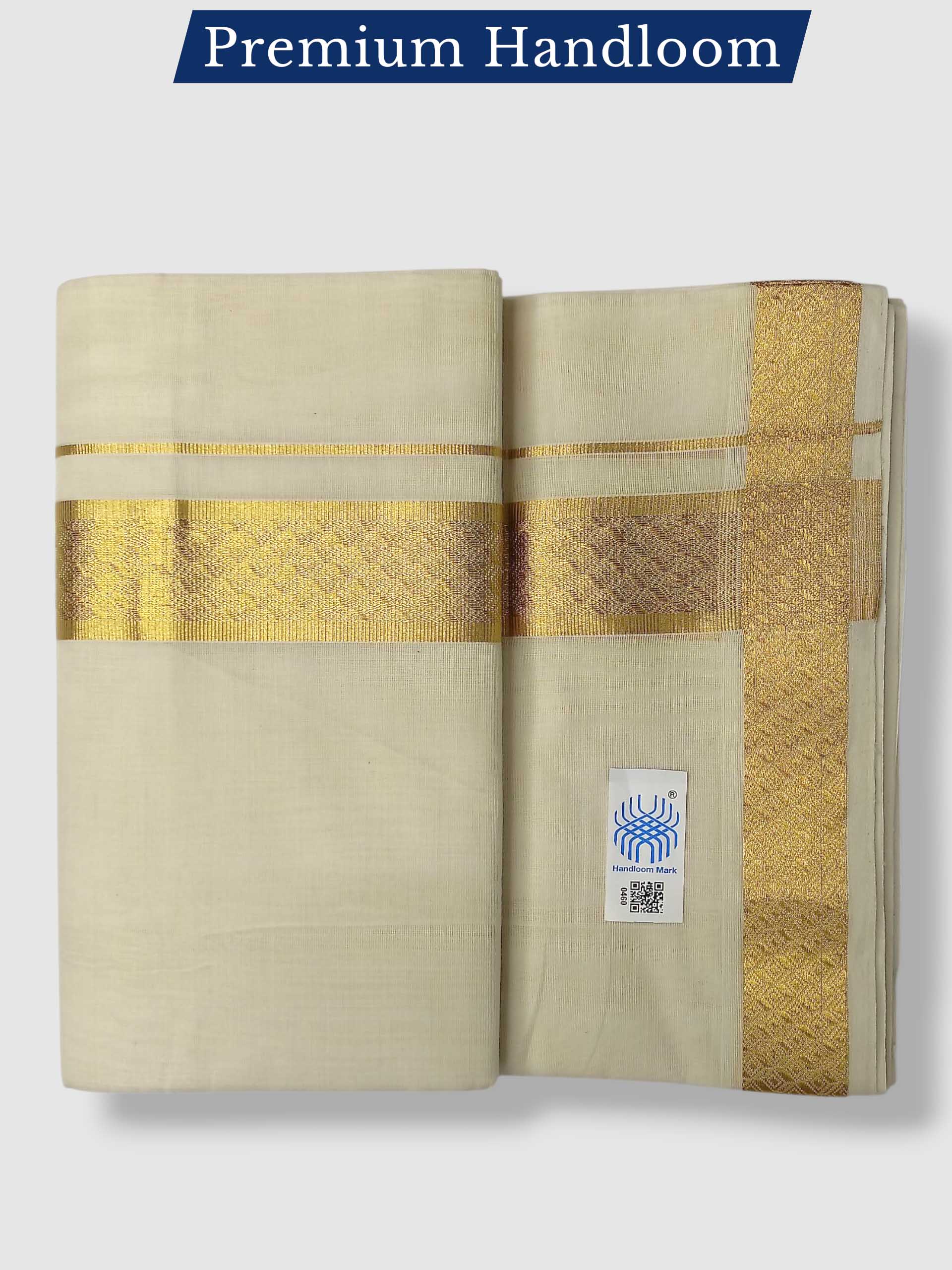 Premium Wedding Handloom Balaramapuram Unaakupaavu Kasavu Mundu for Men