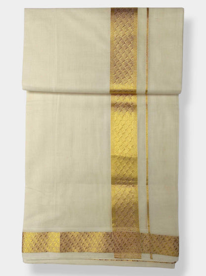 Premium Wedding Handloom Balaramapuram Unaakupaavu Kasavu Mundu for Men