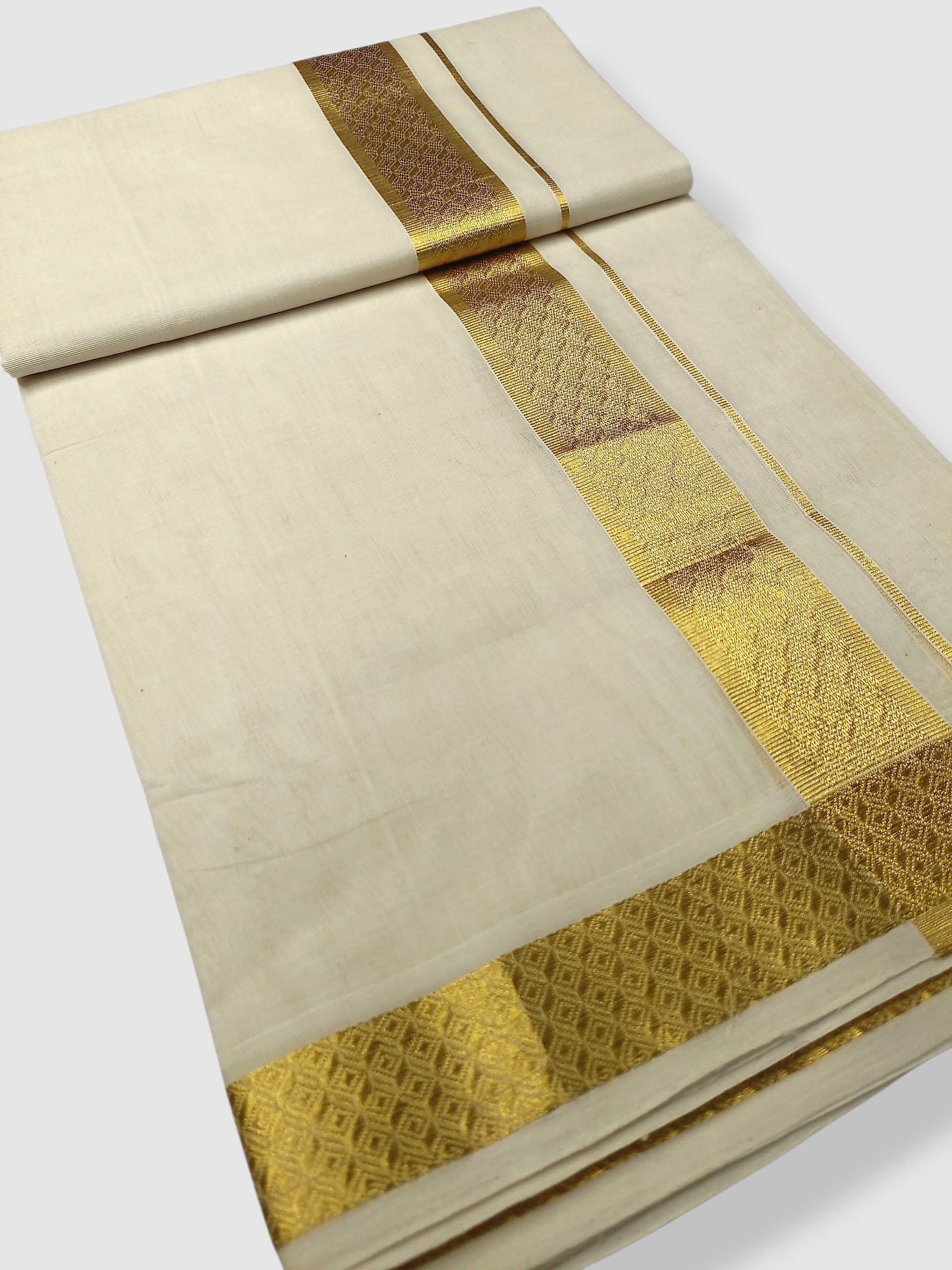Premium Wedding Handloom Balaramapuram Unaakupaavu Kasavu Mundu for Men