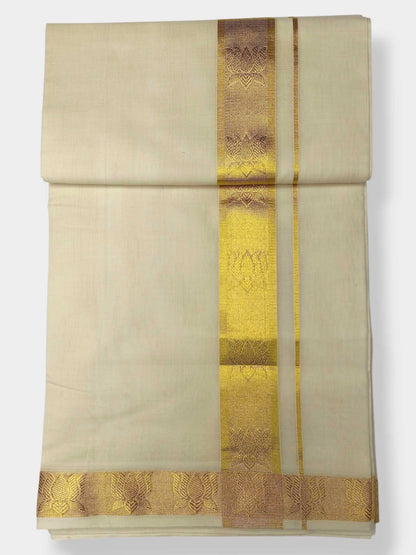 Premium Wedding Handloom Balaramapuram Unaakupaavu Kasavu Mundu for Men